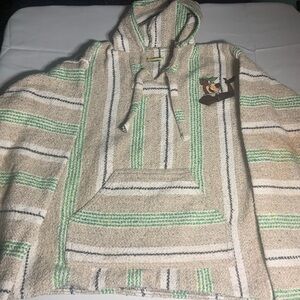Hanna Barbera Yogi Bear Men's Poncho Hoodie Sweater in Beige and Green